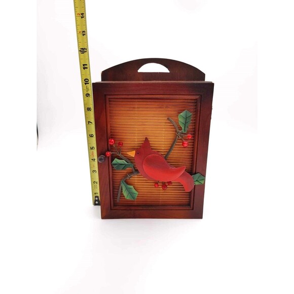 Cardinal Wooden Key Holder Box Wall Decor or Tabletop Rustic Cabin - Picture 8 of 10